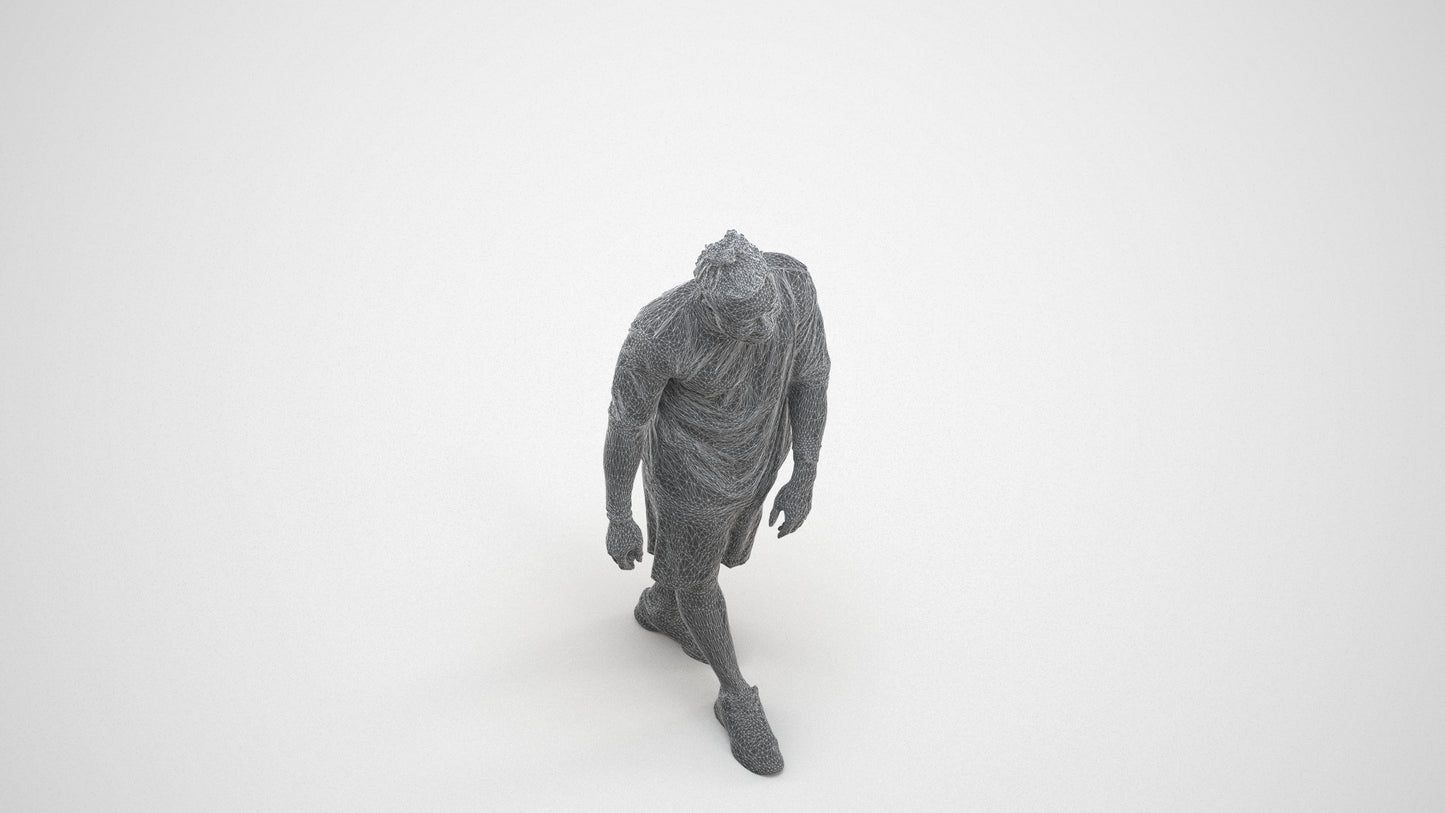 photogrammetry 3D man sport, realistic human model archviz FBX, wireframe three-quarter view