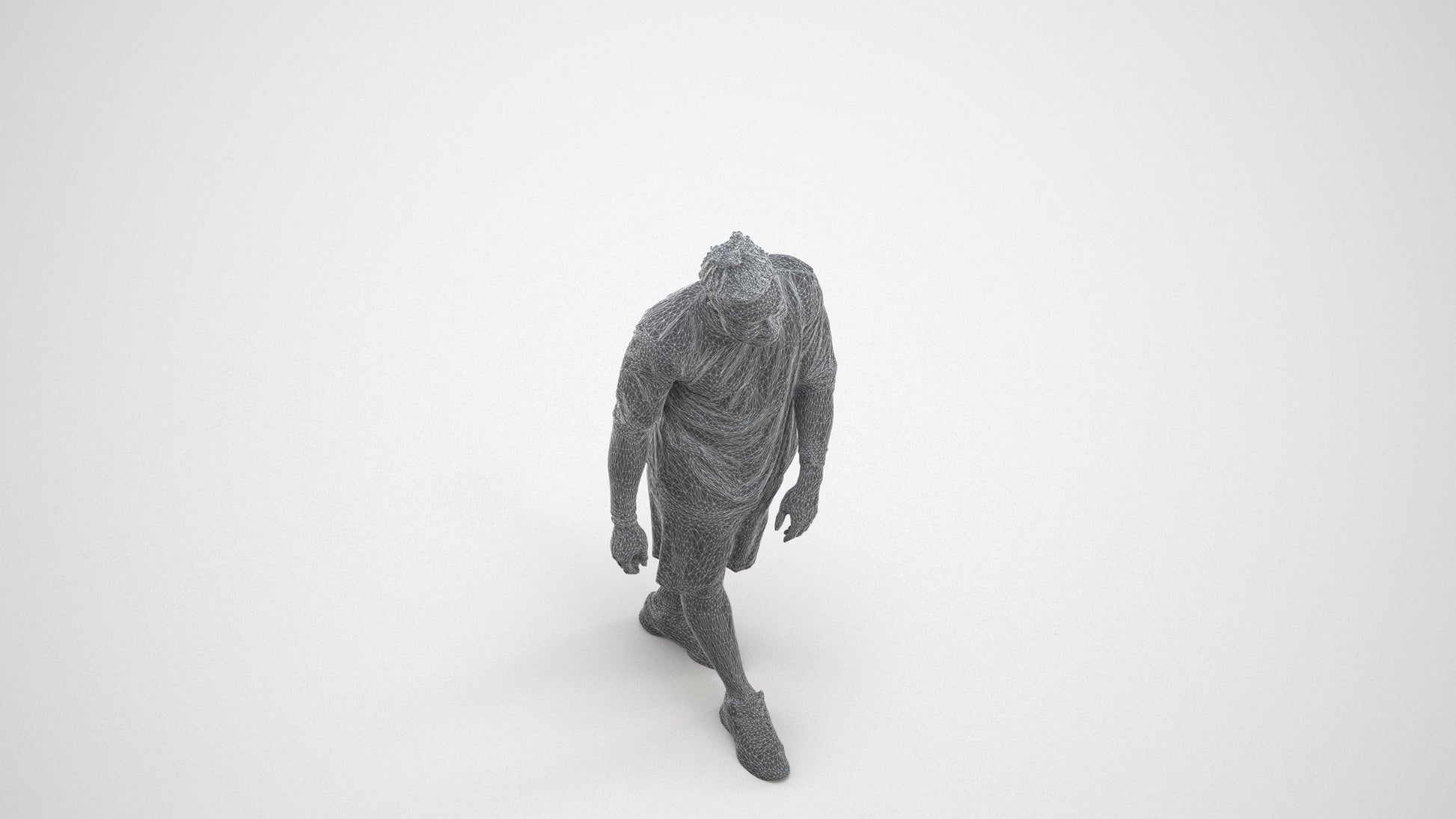 photogrammetry 3D man sport, realistic human model archviz FBX, wireframe three-quarter view