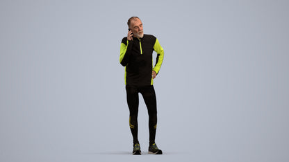 3D human model senior man sport, photogrammetry scanned person for archviz, standing pose render
