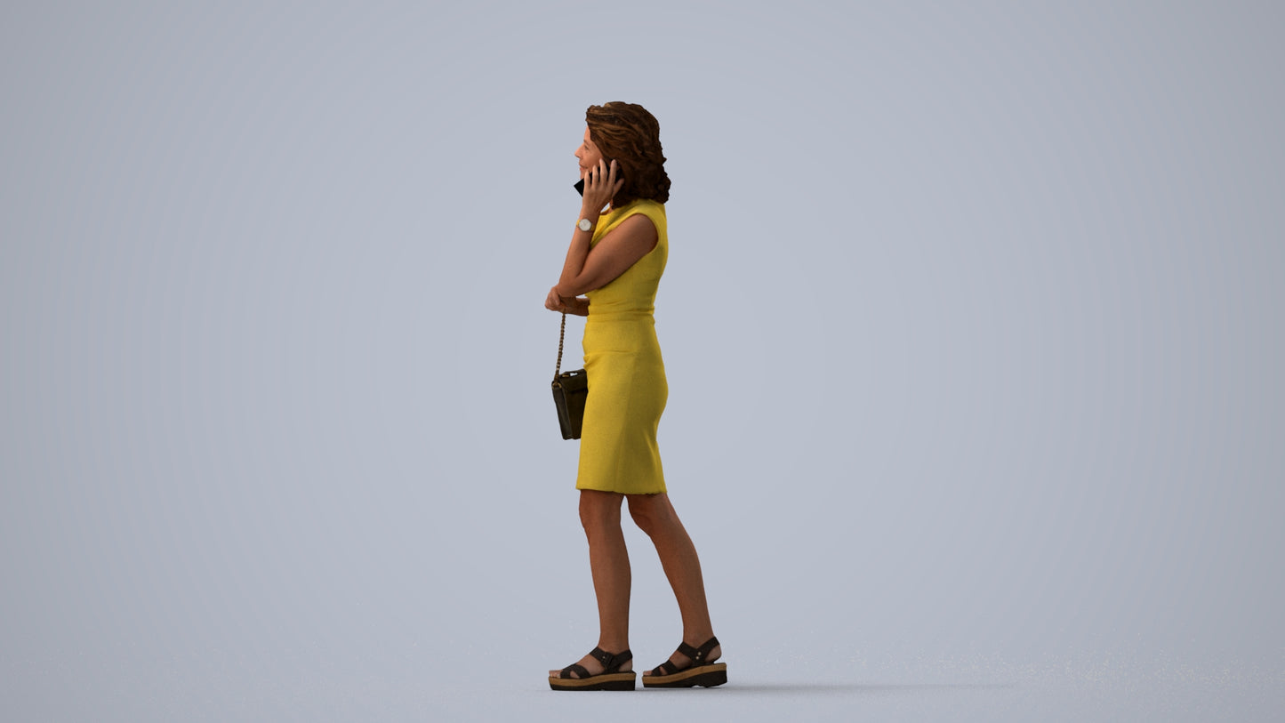 realistic 3D human woman business walking, archviz people FBX OBJ for Blender, three-quarter view render