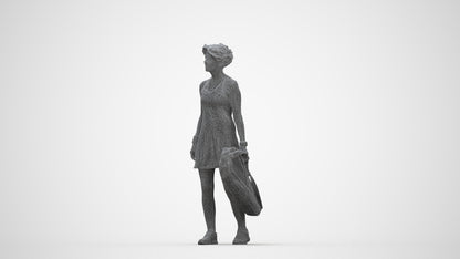 realistic 3D woman sport, scanned archviz people for Blender and 3ds Max, wireframe back view