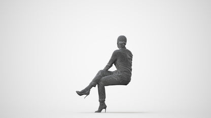 3D people model woman casual sitting, scanned human for 3ds Max rendering, square thumbnail