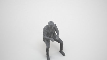 scanned 3D man business, photogrammetry people for Enscape and V-Ray, wireframe three-quarter view