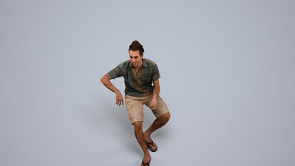 3D people model man casual sitting, scanned human for 3ds Max rendering, back view render