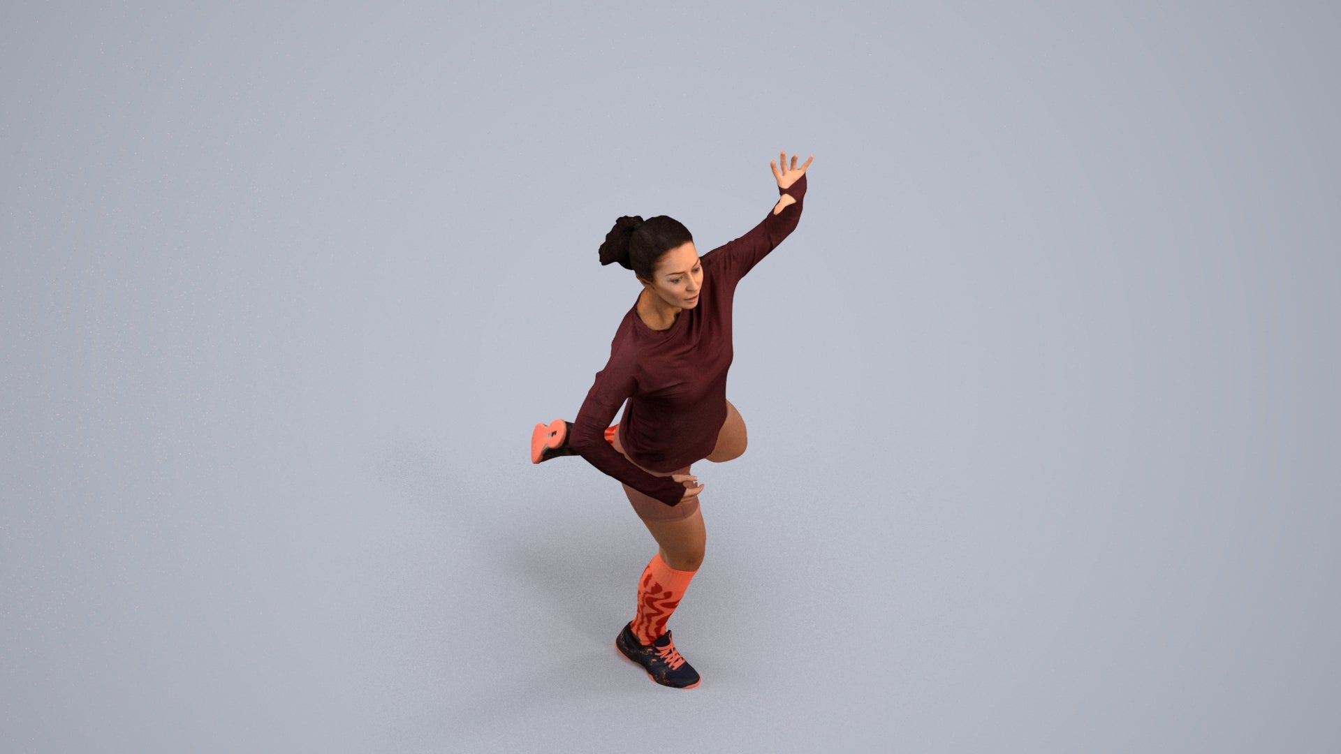 realistic 3D woman sport, scanned archviz people for Blender and 3ds Max, back view render