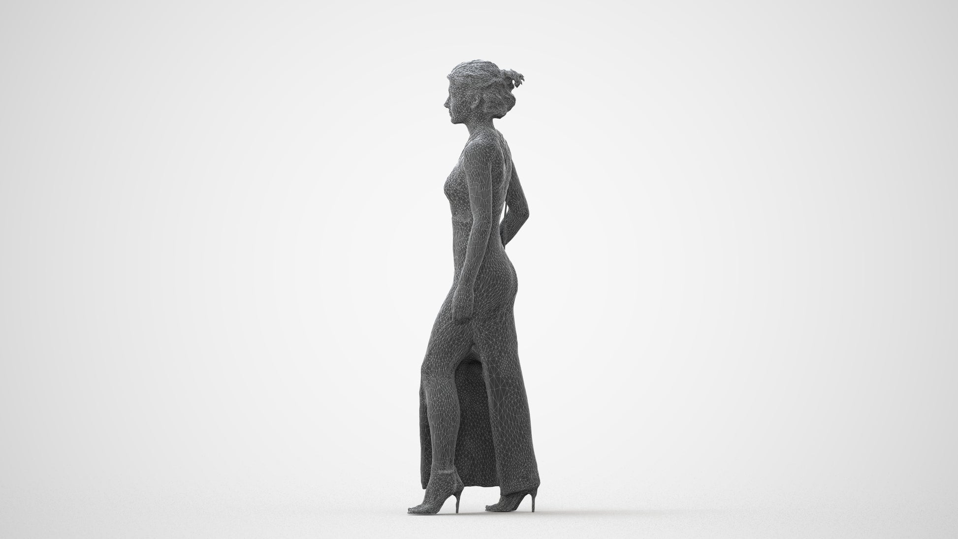 3D human model woman formal formalaffairs, photogrammetry scanned person for archviz, square thumbnail