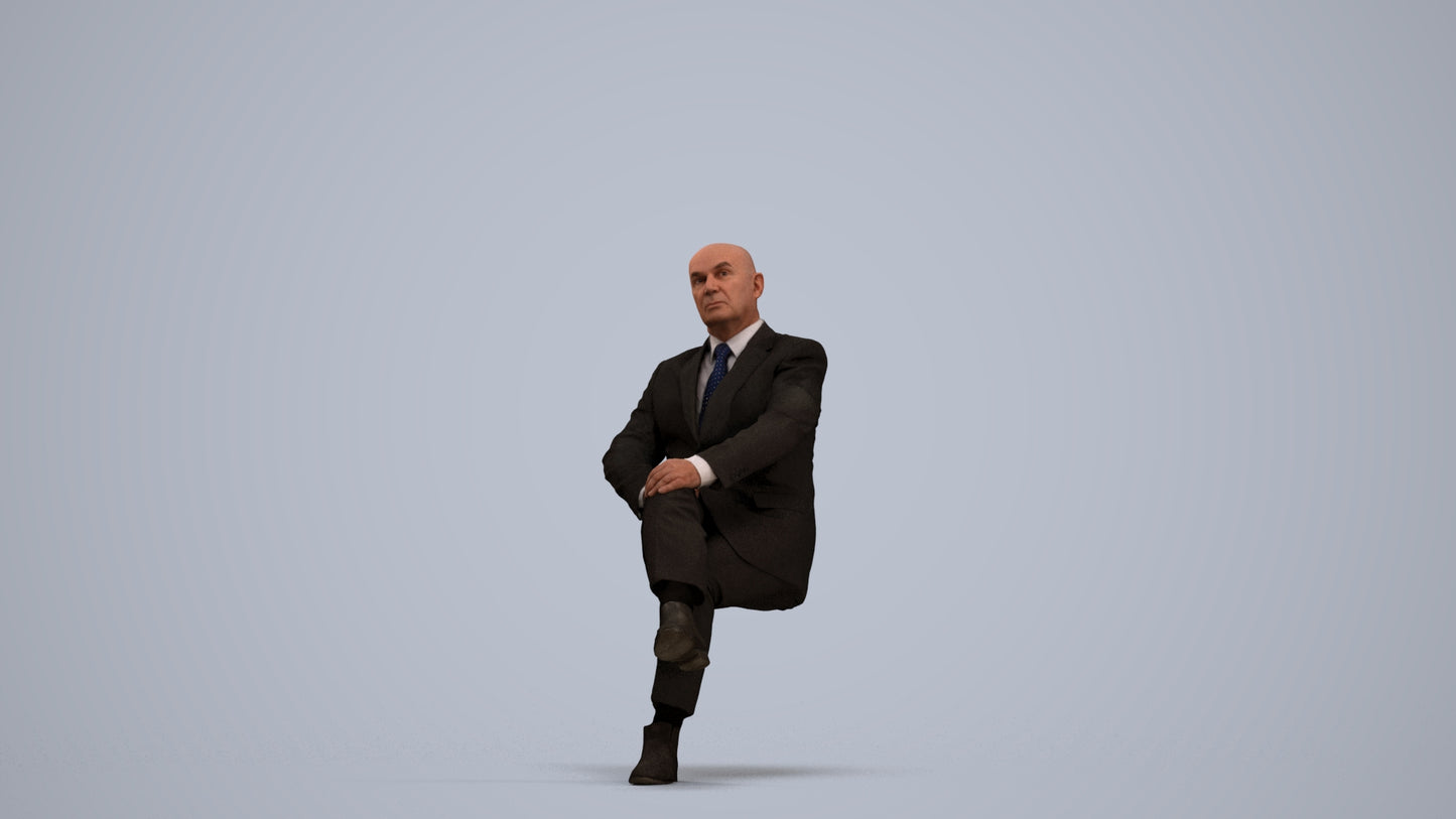 realistic 3D people senior man business, render-ready for V-Ray and Corona, FBX OBJ, standing pose render