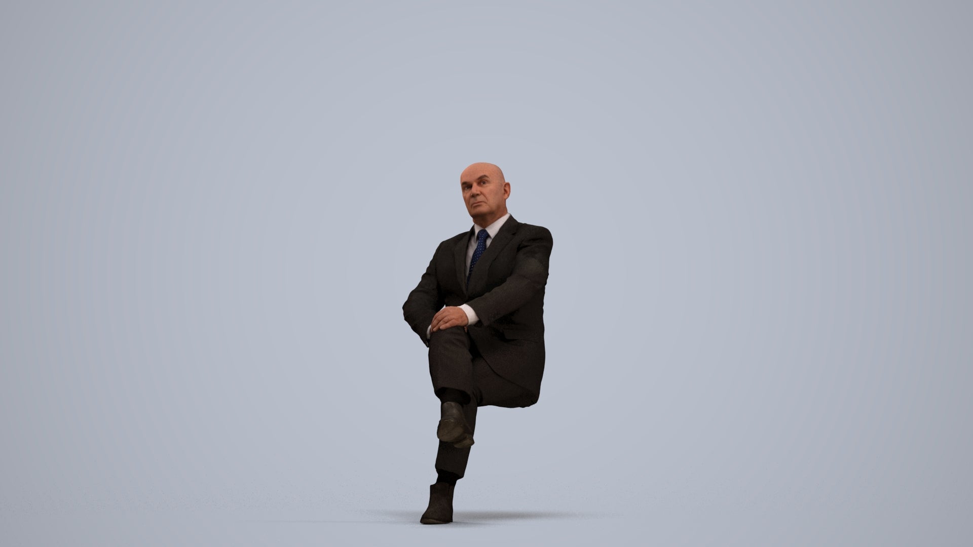 realistic 3D people senior man business, render-ready for V-Ray and Corona, FBX OBJ, standing pose render