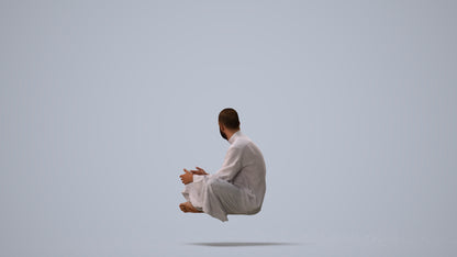 realistic 3D man casual sitting, scanned archviz people for Blender and 3ds Max, three-quarter view render