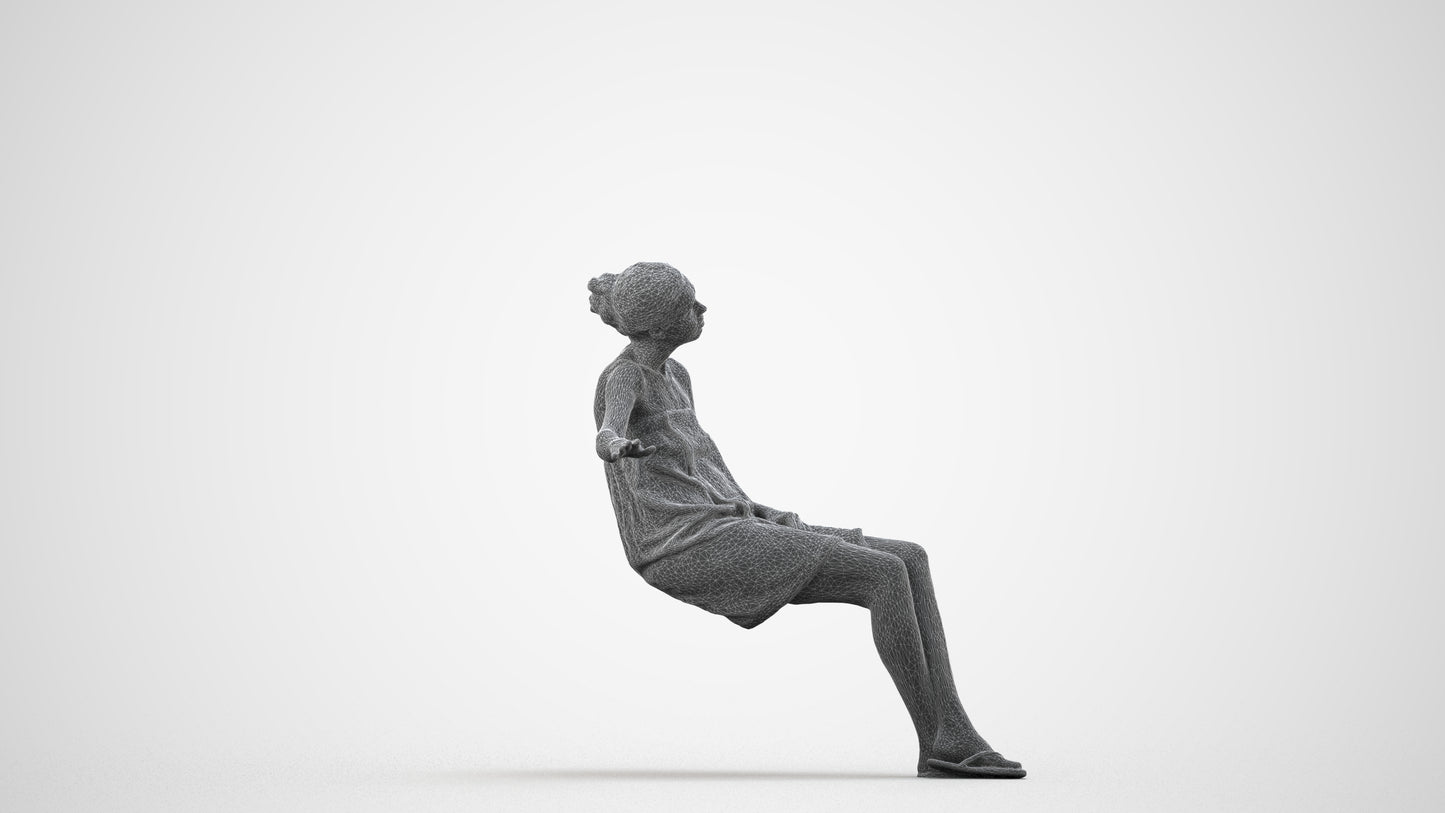photogrammetry 3D woman casual bathroom, realistic human model archviz FBX, wireframe side view