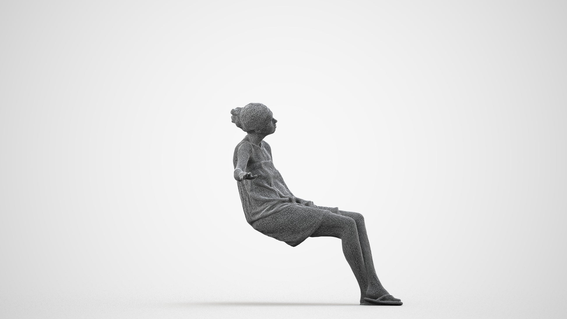 photogrammetry 3D woman casual bathroom, realistic human model archviz FBX, wireframe side view