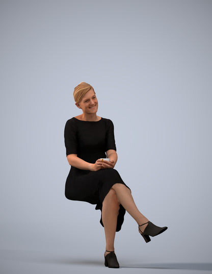 realistic 3D people woman business sitting, render-ready for V-Ray and Corona, FBX OBJ