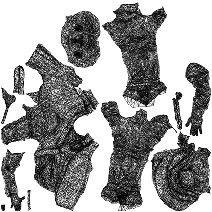 3D scanned man standing casual, photorealistic archviz people for Enscape and SketchUp, wireframe top-down view
