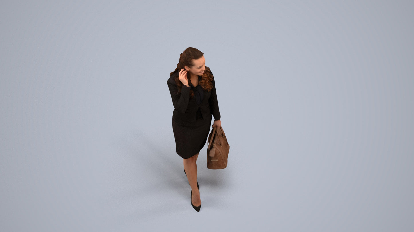 3D scanned woman standing business, photorealistic archviz people for Enscape and SketchUp, back view render