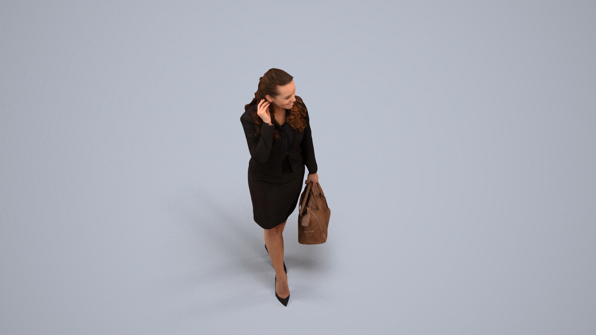 3D scanned woman standing business, photorealistic archviz people for Enscape and SketchUp, back view render