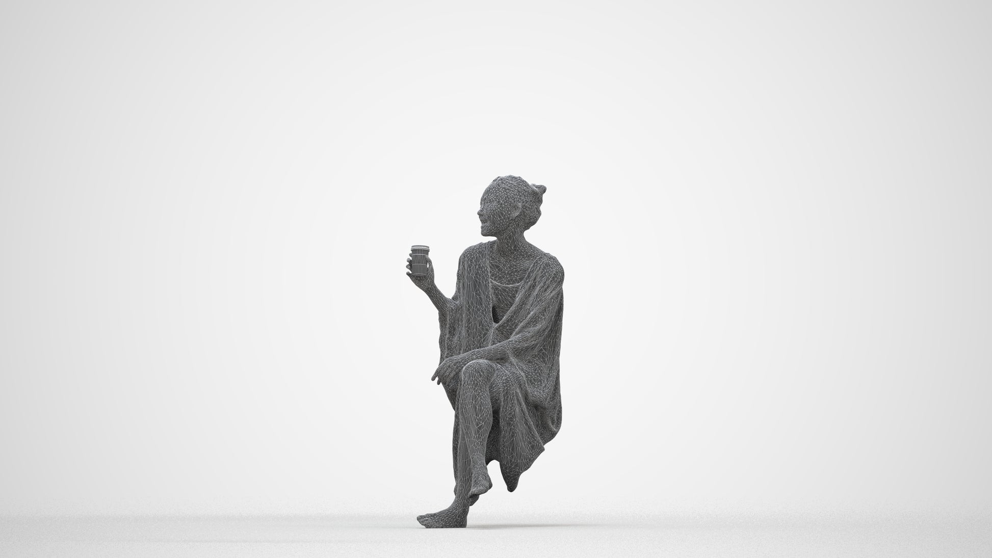 realistic 3D people woman casual pool, render-ready for V-Ray and Corona, FBX OBJ, wireframe back view