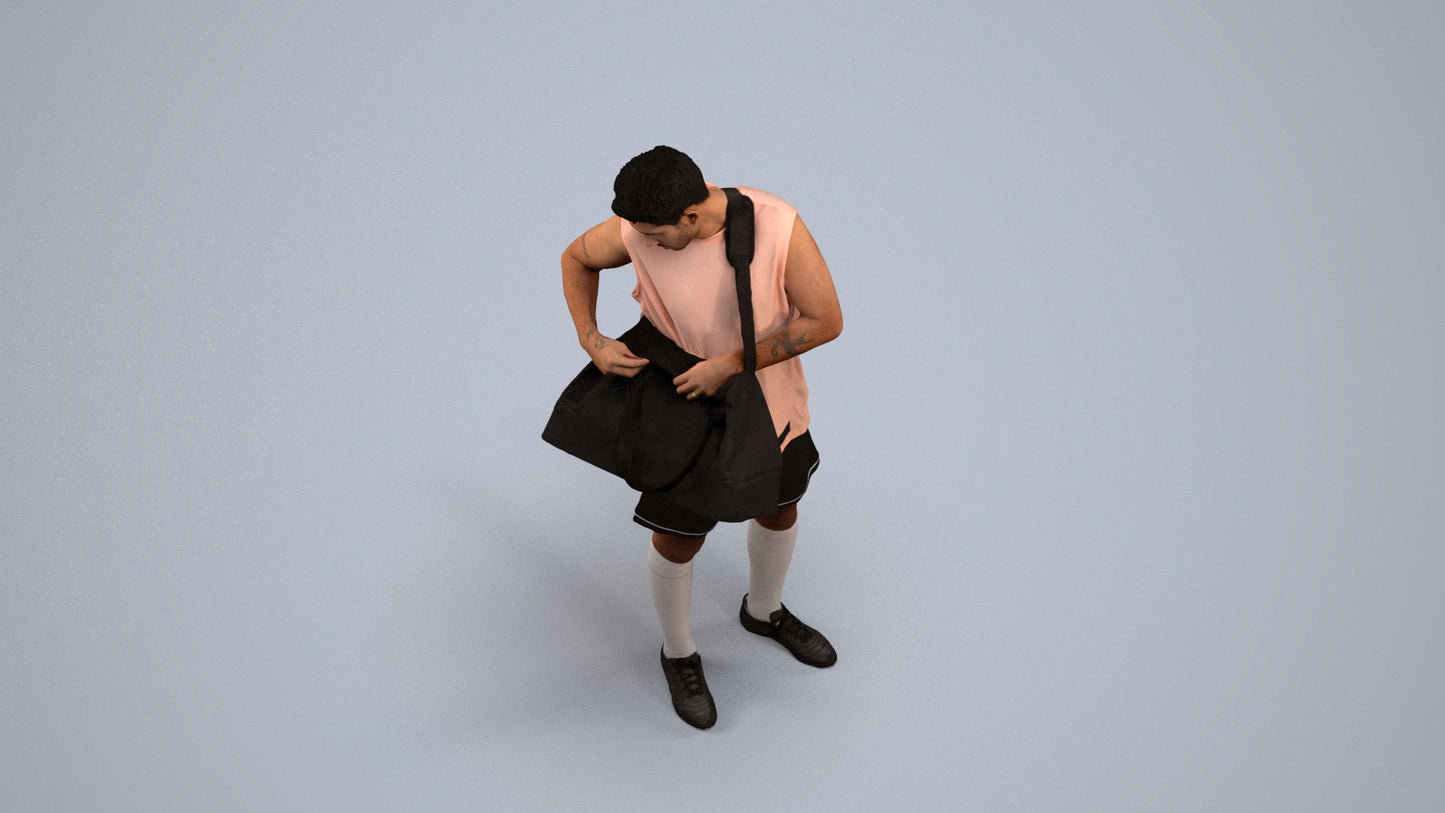 3D scanned man sport, photorealistic archviz people for Enscape and SketchUp, back view render