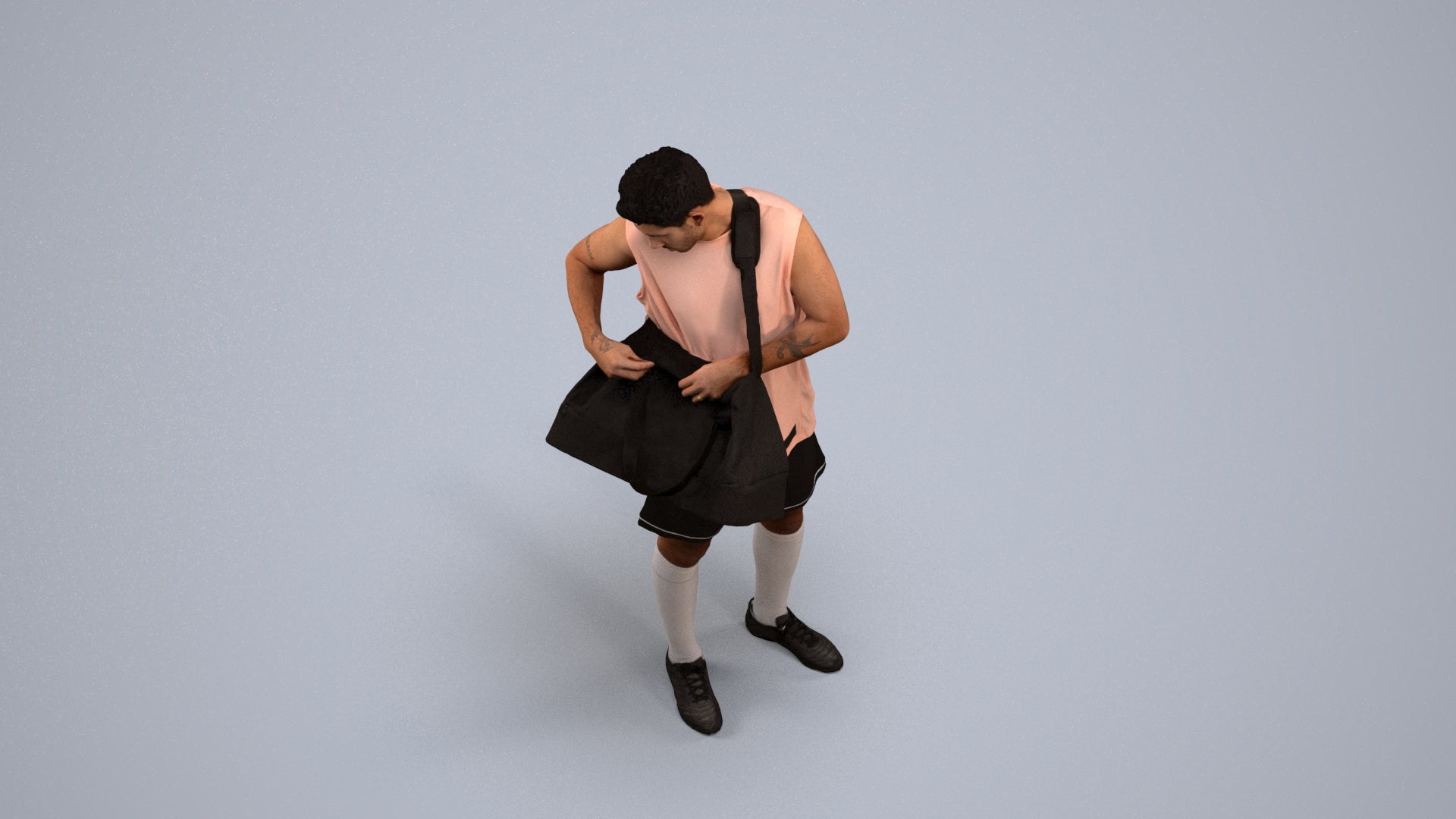 3D scanned man sport, photorealistic archviz people for Enscape and SketchUp, back view render