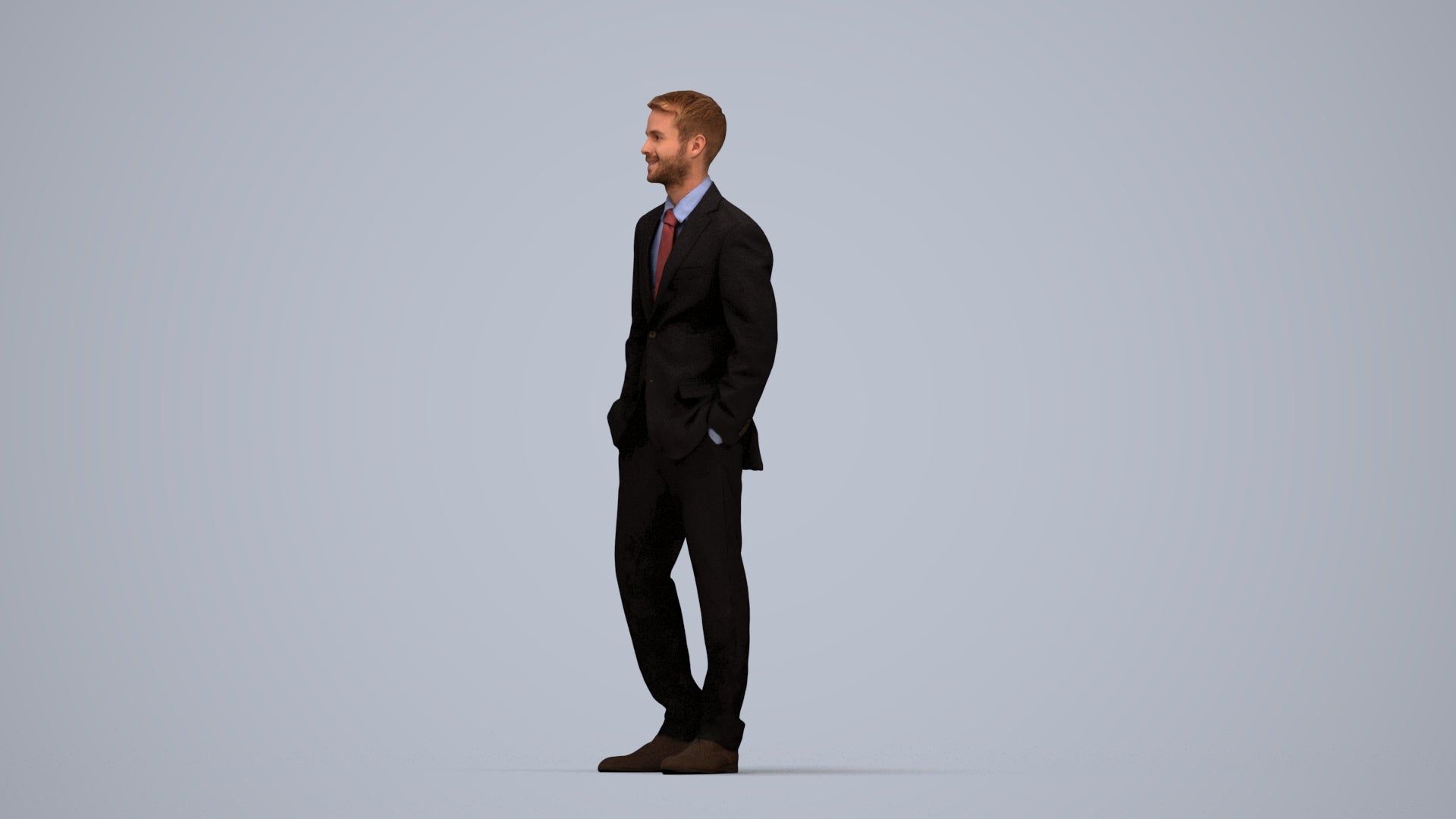 realistic 3D man business, scanned archviz people for Blender and 3ds Max, top-down view render