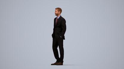 realistic 3D man business, scanned archviz people for Blender and 3ds Max, top-down view render
