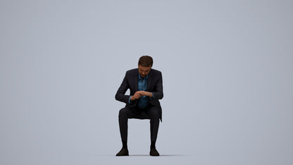3D people model man business, scanned human for 3ds Max rendering, top-down view render