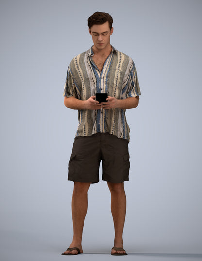 3D human model man casual standing, photogrammetry scanned person for archviz