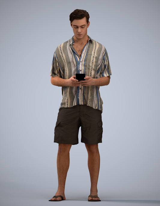 3D human model man casual standing, photogrammetry scanned person for archviz