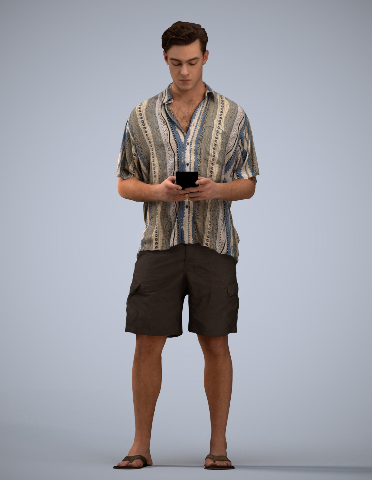 3D human model man casual standing, photogrammetry scanned person for archviz