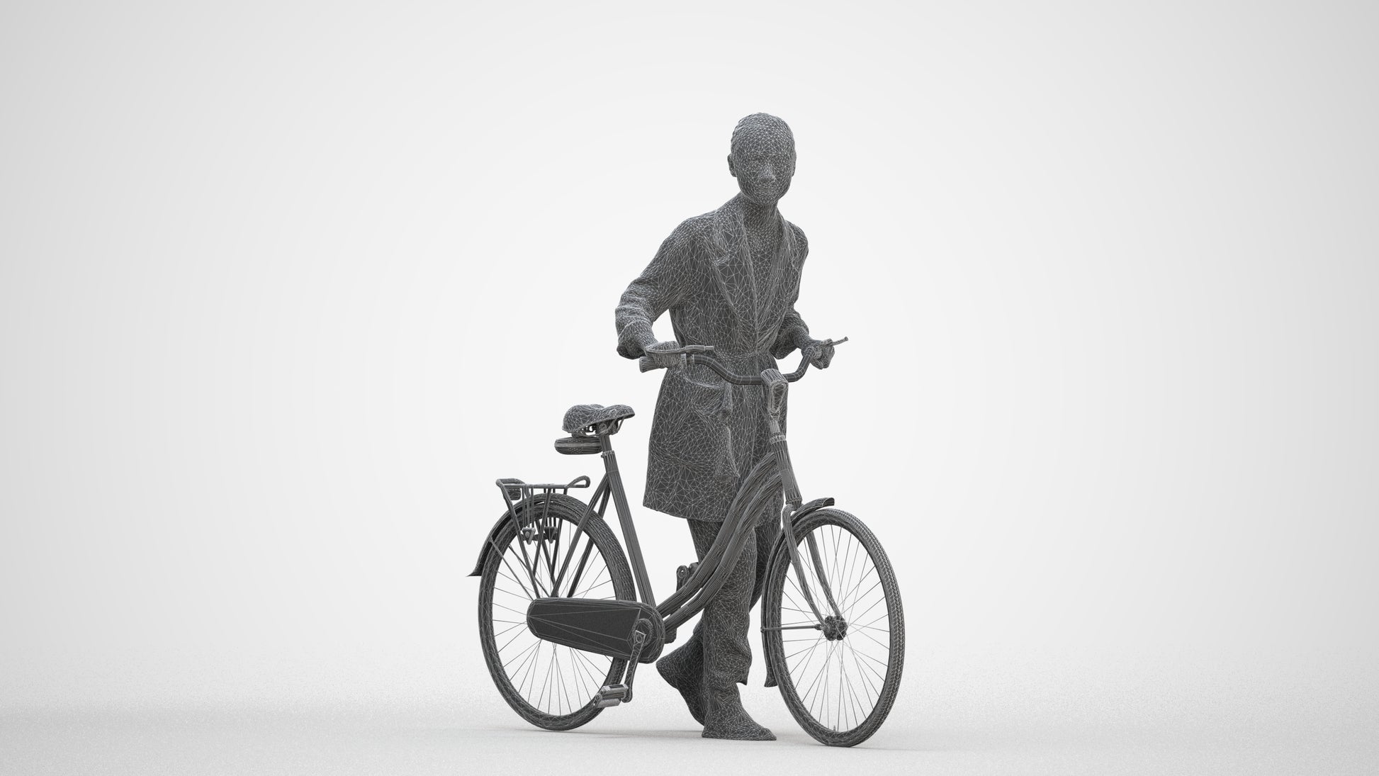 realistic 3D people woman casual cycling, render-ready for V-Ray and Corona, FBX OBJ, three-quarter front view render