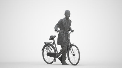 realistic 3D people woman casual cycling, render-ready for V-Ray and Corona, FBX OBJ, three-quarter front view render