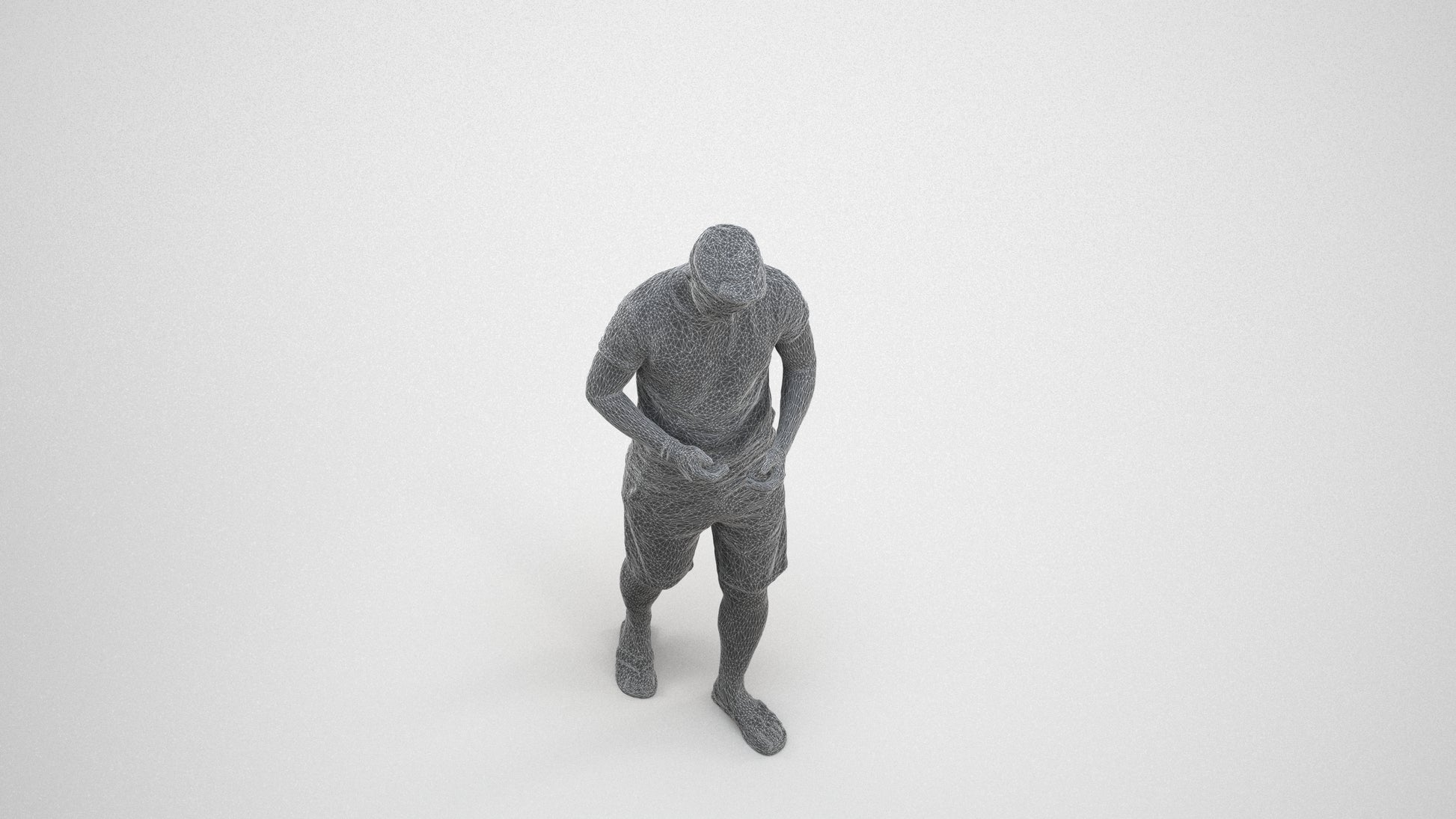 realistic 3D people man walking, render-ready for V-Ray and Corona, FBX OBJ, wireframe three-quarter view
