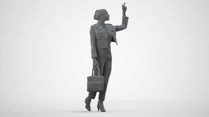 photogrammetry 3D woman business walking, realistic human model archviz FBX, wireframe side view