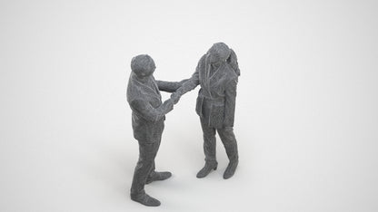 3D human model woman formal business, photogrammetry scanned person for archviz, wireframe three-quarter view