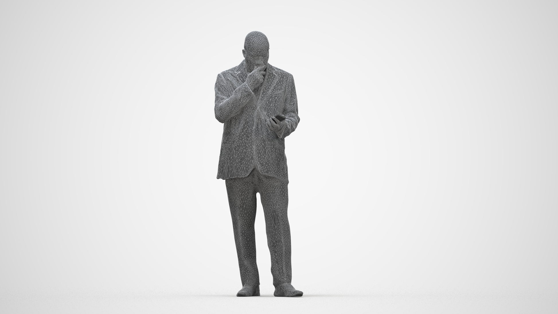 photogrammetry 3D man business, realistic human model archviz FBX, wireframe back view