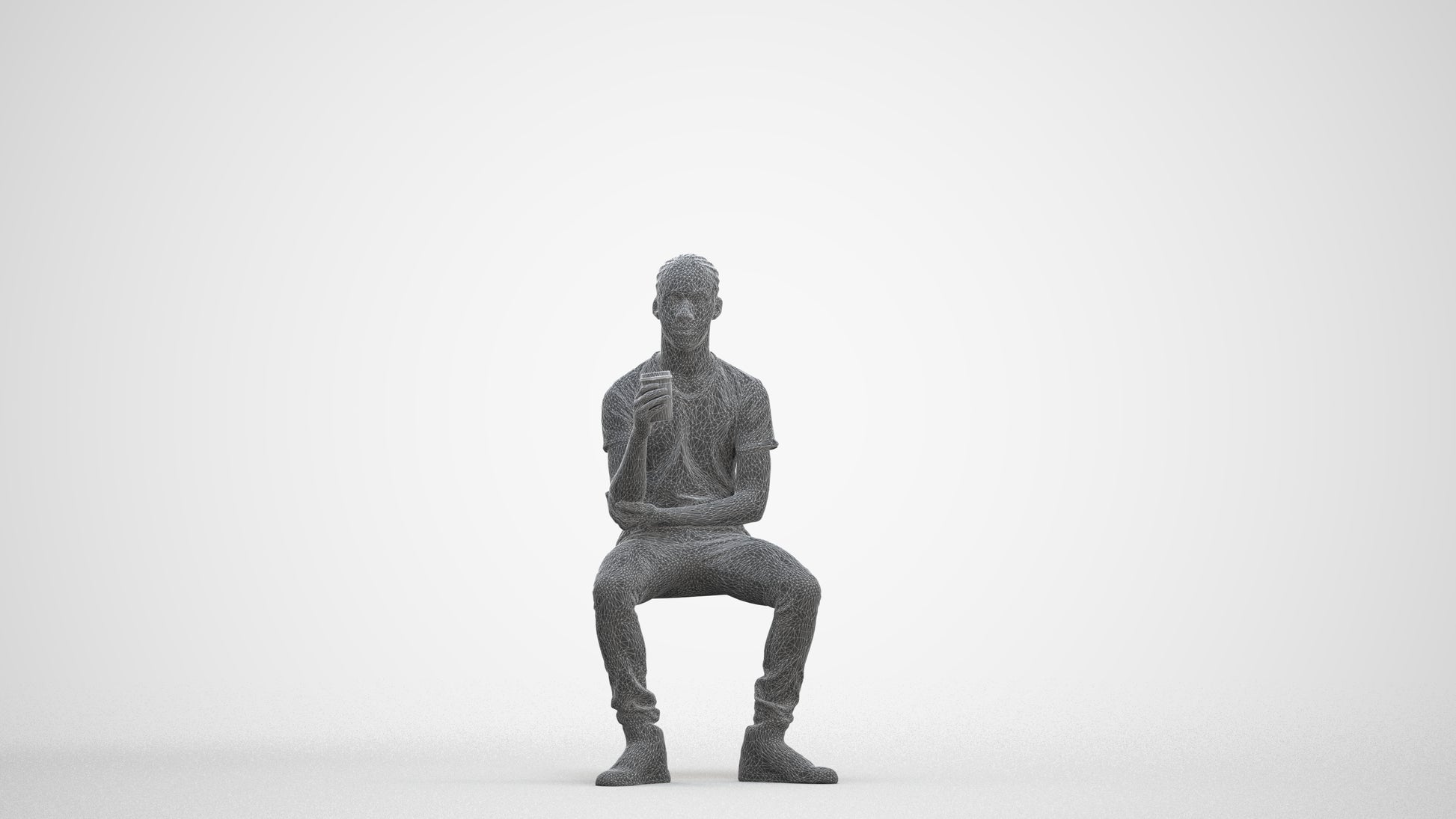 3D human model boy casual kids, photogrammetry scanned person for archviz, three-quarter front view render