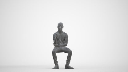 3D human model boy casual kids, photogrammetry scanned person for archviz, three-quarter front view render