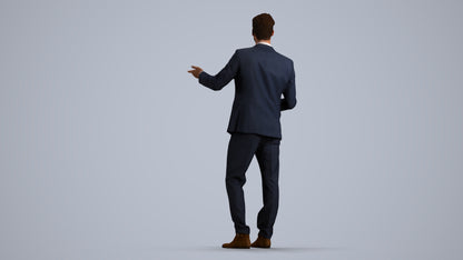 3D human model man business, photogrammetry scanned person for archviz, front view render