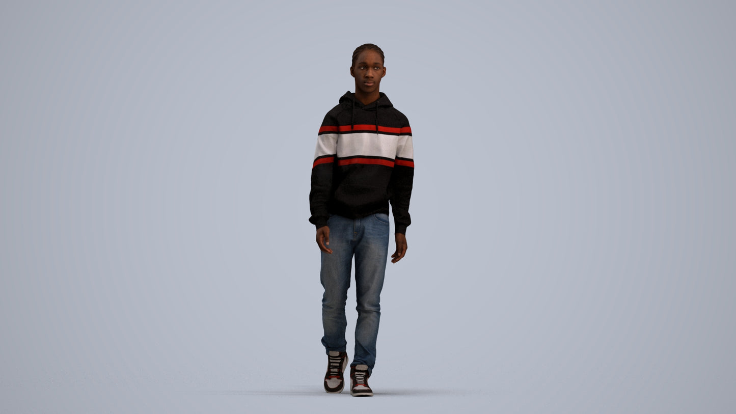 3D scanned boy kids casual, photorealistic archviz people for Enscape and SketchUp, standing pose render