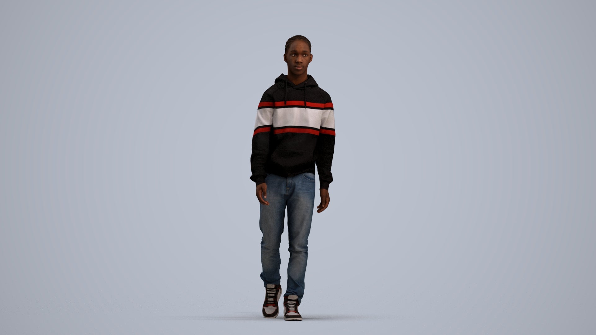 3D scanned boy kids casual, photorealistic archviz people for Enscape and SketchUp, standing pose render
