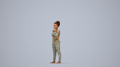 realistic 3D human girl kids, archviz people FBX OBJ for Blender, top-down view render