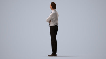 realistic 3D people man business, render-ready for V-Ray and Corona, FBX OBJ, three-quarter view render