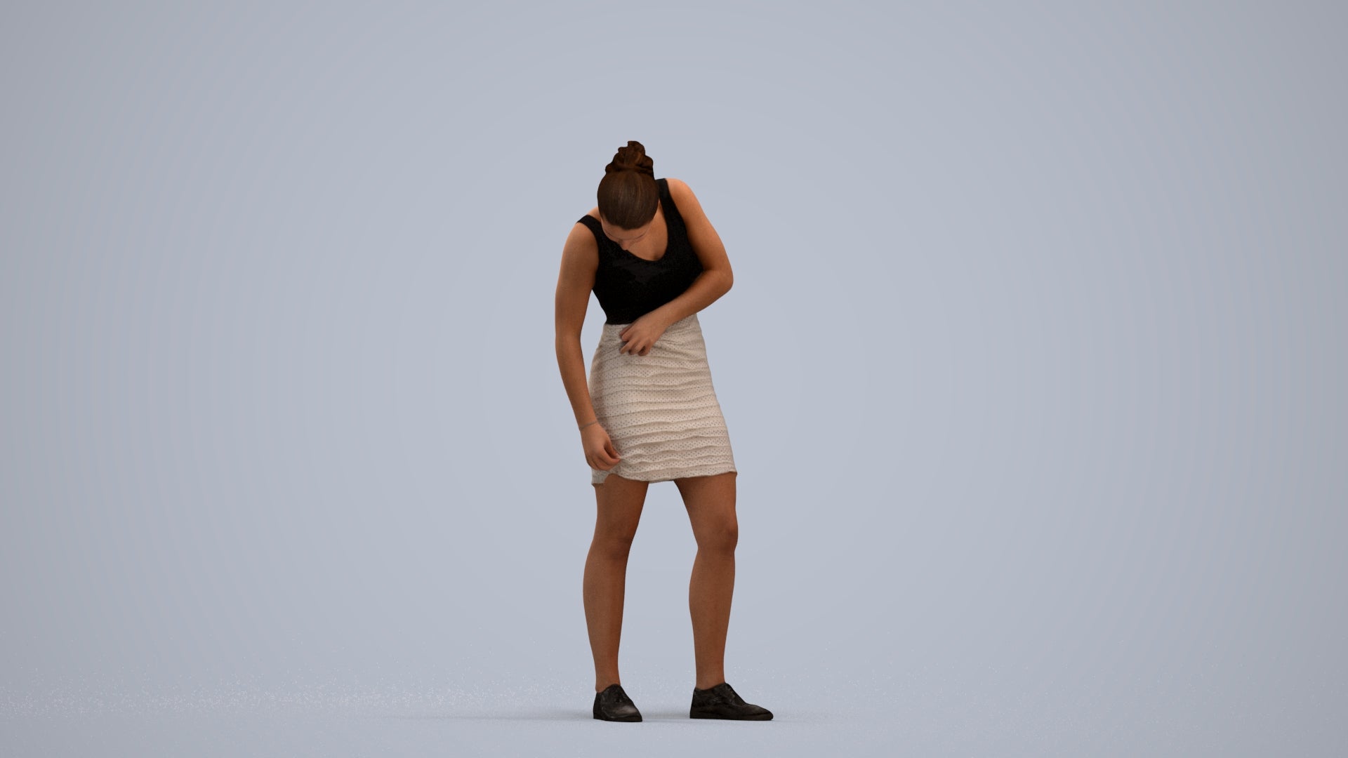 realistic 3D human girl casual kids, archviz people FBX OBJ for Blender, standing pose render