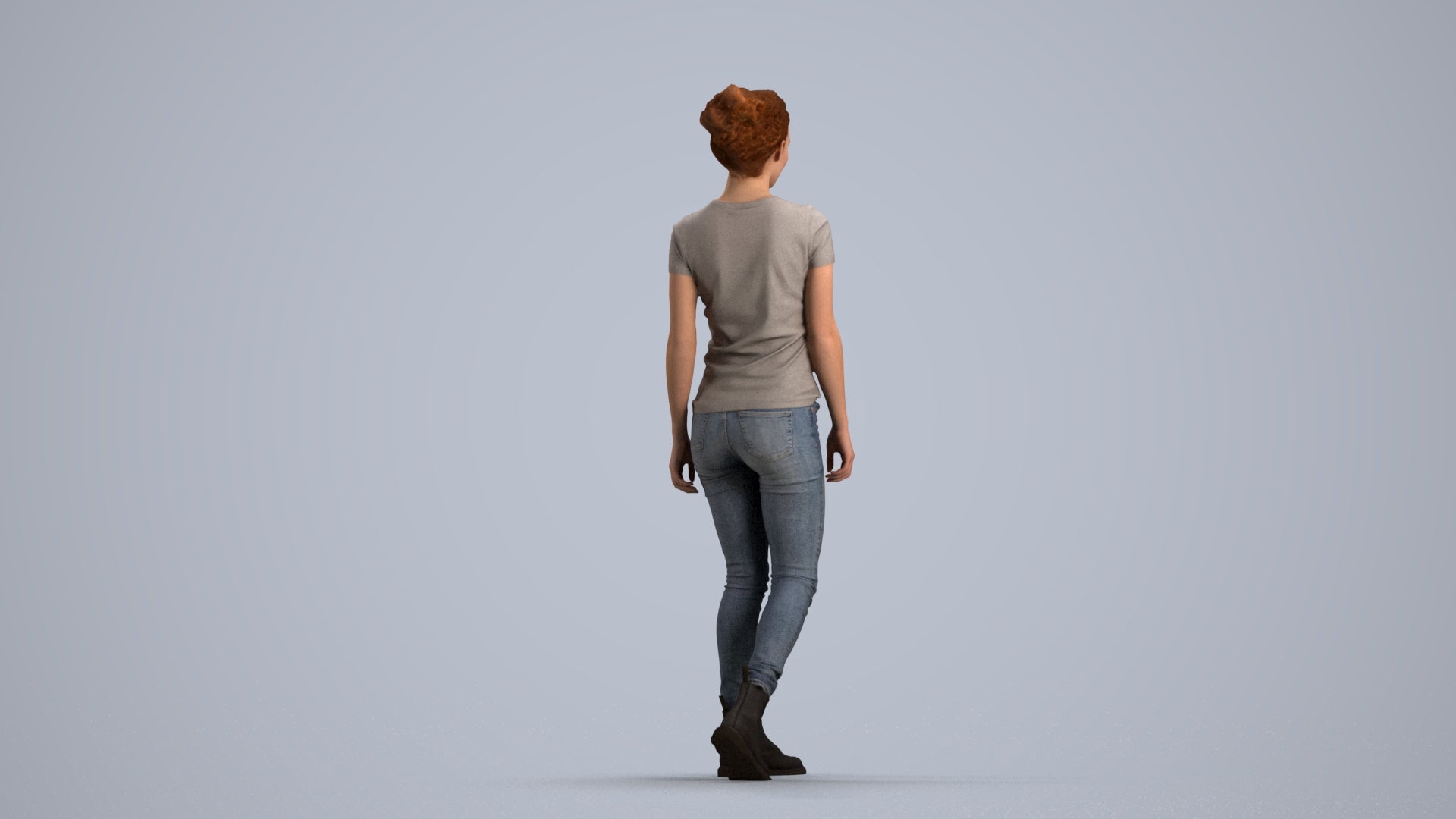realistic 3D people woman casual walking, render-ready for V-Ray and Corona, FBX OBJ, front view render
