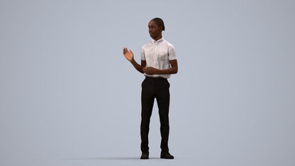 photogrammetry 3D boy hospitality, realistic human model archviz FBX, side view render