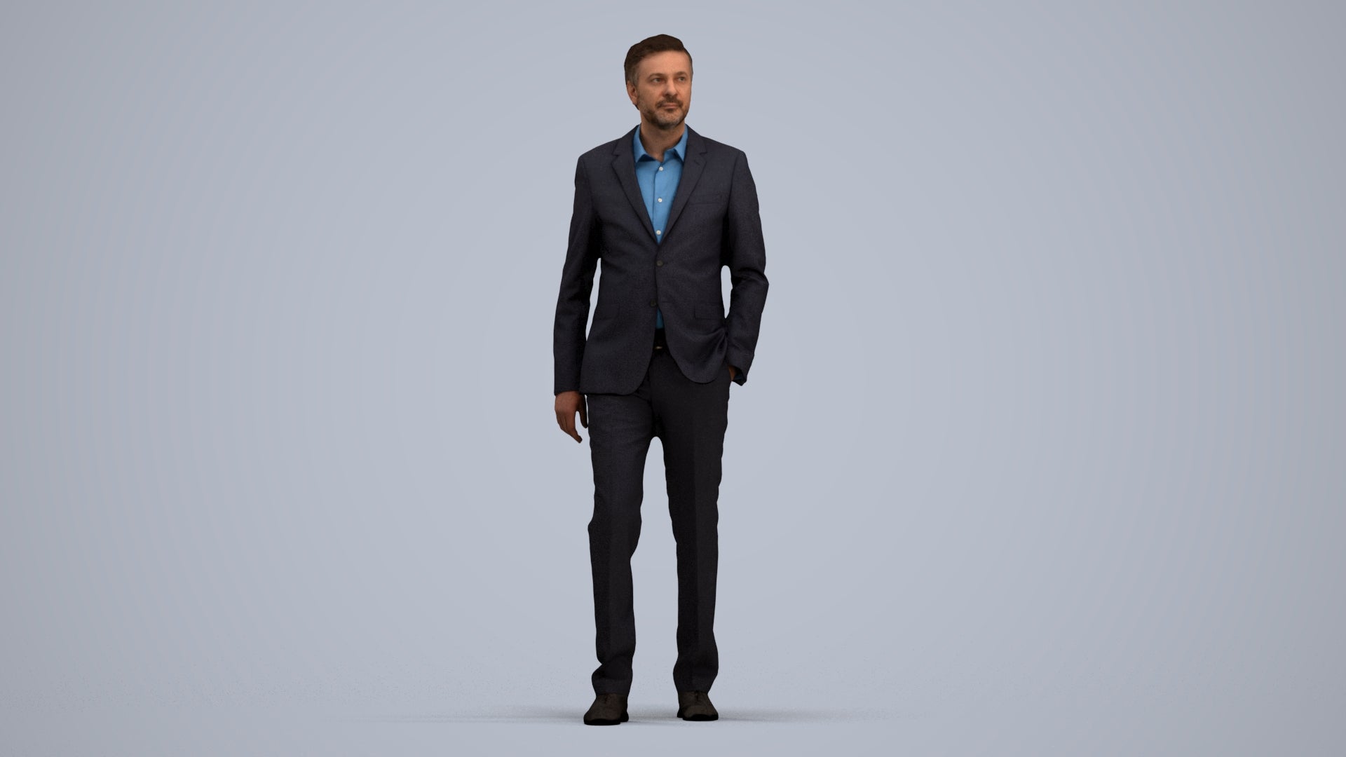 scanned 3D man business, photogrammetry people for Enscape and V-Ray, standing pose render
