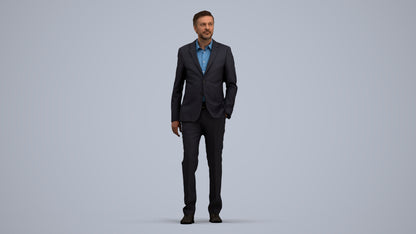 scanned 3D man business, photogrammetry people for Enscape and V-Ray, standing pose render