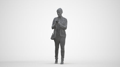 3D people model woman business walking, scanned human for 3ds Max rendering, three-quarter front view render