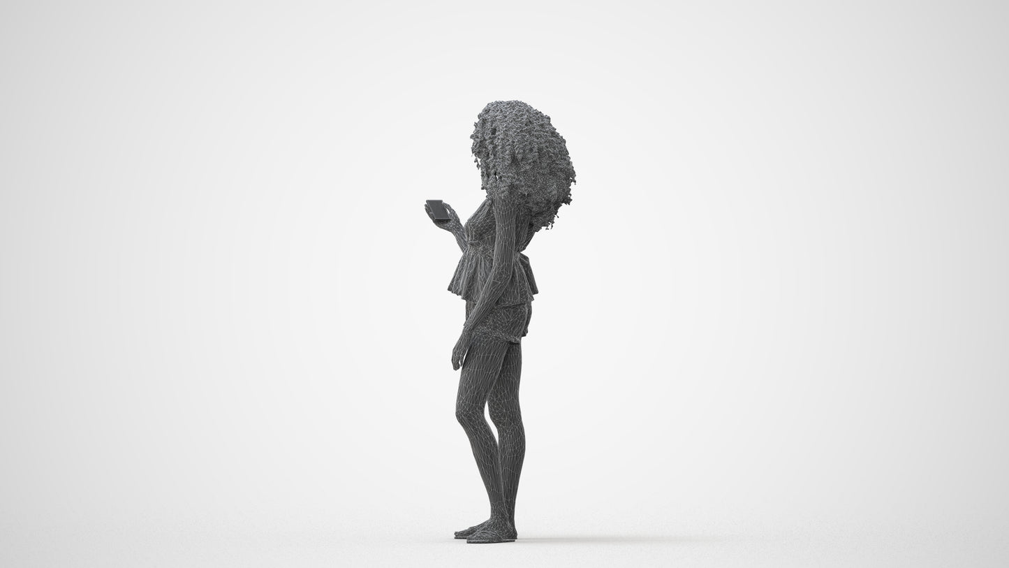 scanned 3D woman casual standing, photogrammetry people for Enscape and V-Ray, square thumbnail