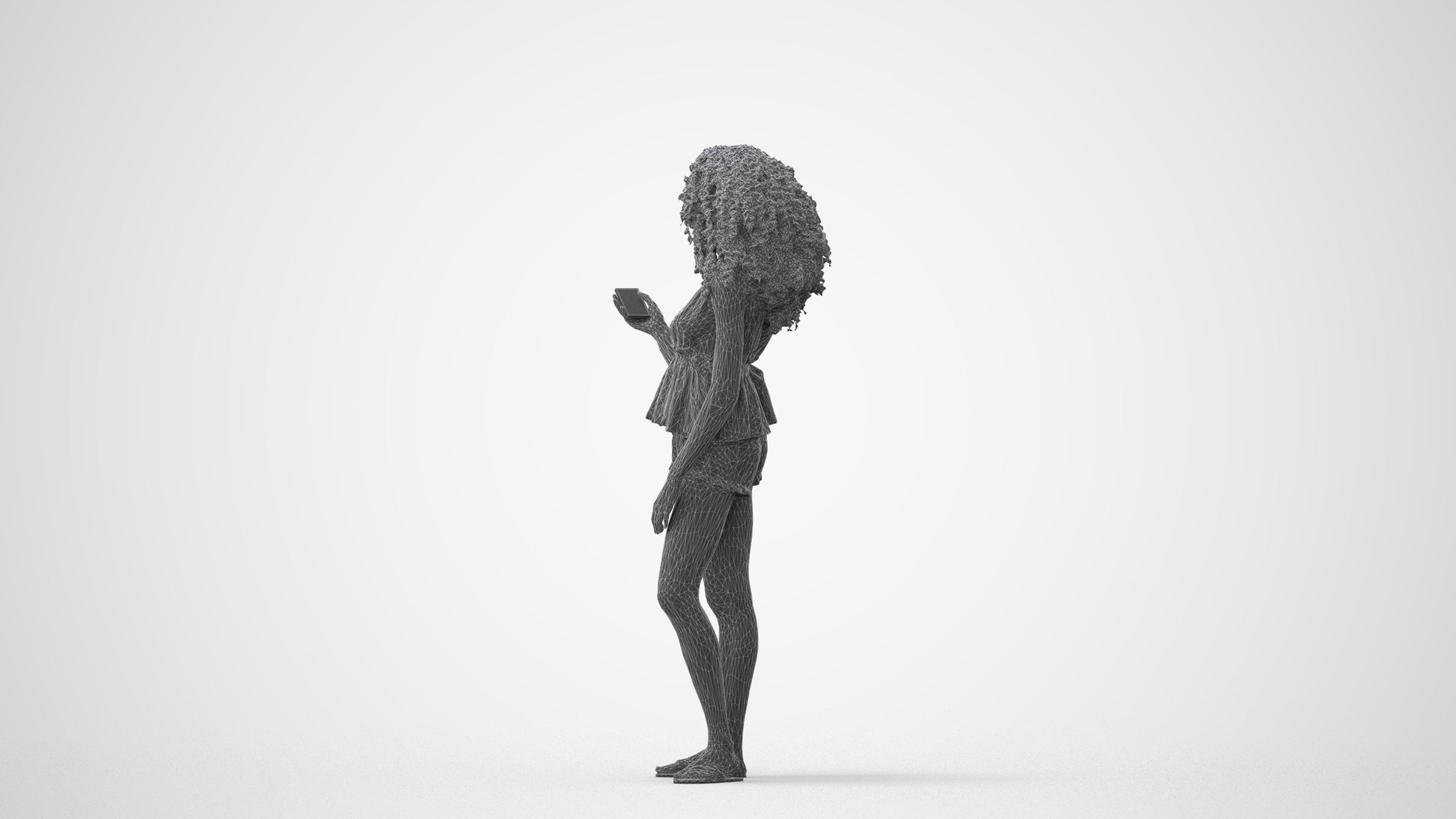 scanned 3D woman casual standing, photogrammetry people for Enscape and V-Ray, square thumbnail