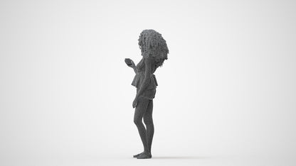 scanned 3D woman casual standing, photogrammetry people for Enscape and V-Ray, square thumbnail